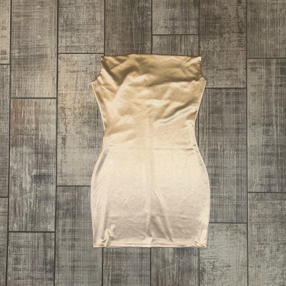 NWT Thirty Thirty LA Gold Strapless Mini Dress Shirt Large